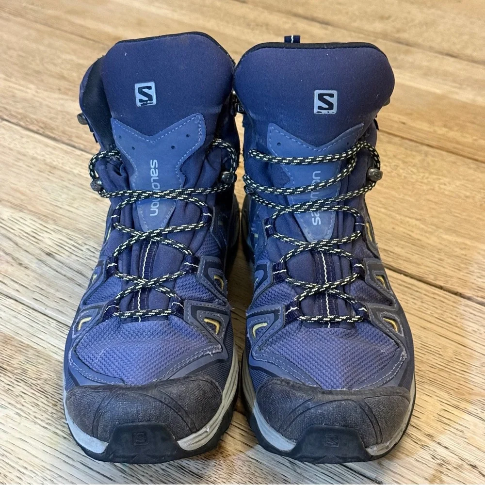 Salomon X Ultra 3 Mid Top‎ GTX Womens 9 Blue Hiking Boots 398691 READ